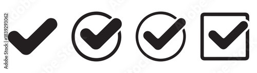 Check mark icons set on white background. vector collection of approve symbols