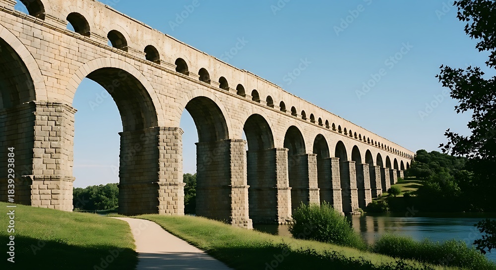 Fototapeta premium The ancient Roman aqueduct Pont du Gard in southern France.