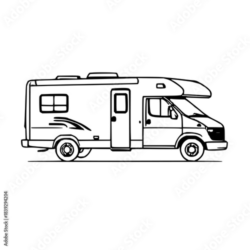 Single Silhouette Icon: Class C RV Motorhome in Si