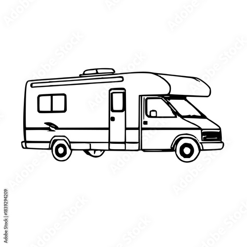 Single Silhouette Icon: Class C RV Motorhome in Si