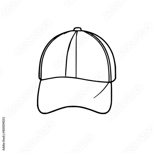Single Solid Black Baseball Cap Icon: Minimalist V