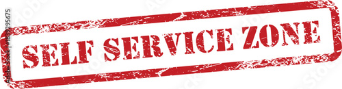 Self Service Zone Red Grunge Text Stamp in Rectangular Border