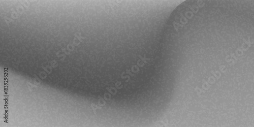 Dark grainy background, black white abstract shape wide banner, noise texture poster header cover wallpaper design