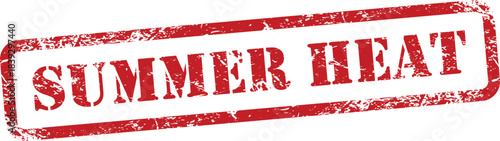 Summer Heat Red Grunge Text Stamp in Rectangular Border