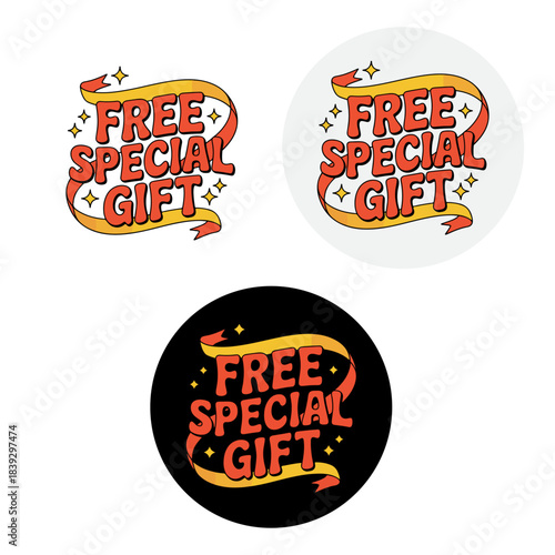 FREE Special Gift badge set, FREE Special Gift badge vector set