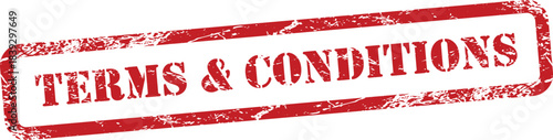 Terms and Conditions Red Grunge Text Stamp in Rectangular Border