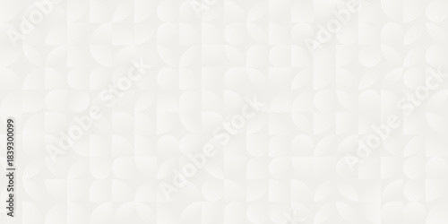 Geometric seamless pattern. Cloud dancer gradient background. Vector abstract circle, triangle and square art in white color. Trendy 2026 design for web, print