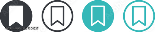 Collection of bookmark icons in circular frames, signifying saved items and digital organization.