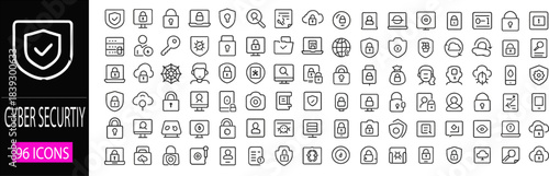 Cyber Security Vector Icon Set ? Data Protection, Encryption, Network Safety, Editable Stroke