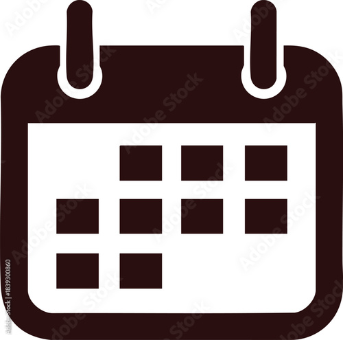Minimalist black calendar icon vector for date picker and schedule planning interface.