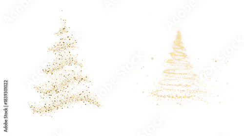 Gold Glitter Christmas Tree Set – Sparkle Tree Silhouette & Pastel Glow Holiday Design