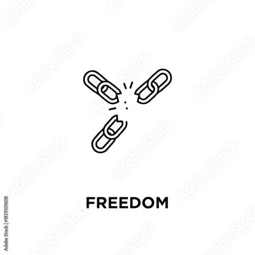 Minimalist broken chain icon representing freedom and liberation