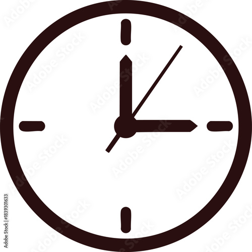Minimalist black analog clock icon vector for time settings interface and scheduling app element.