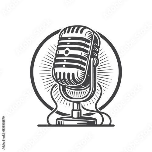 Vintage Microphone Icon Design Illustration