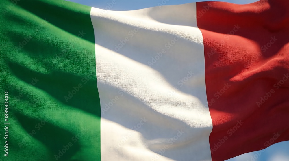 Obraz premium Waving national flag of italy against a clear sky vibrant flag background captivating visual content