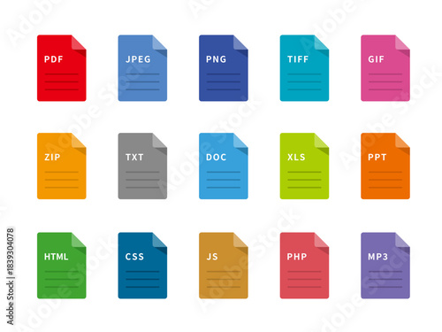 Vivid SVG Icon Collection of Common File Formats: Bold, Fully Filled Design for Websites