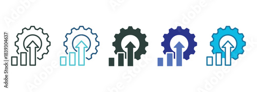 Performance Up Icon Set Multiple Style Of