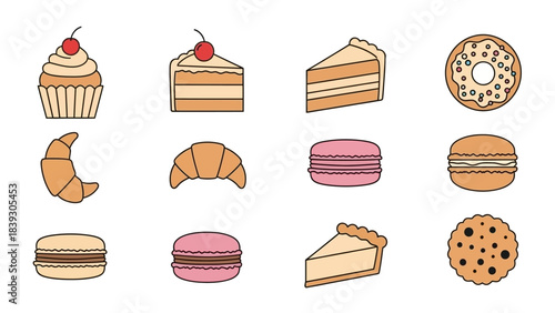 Delicious assortment of baked goods and desserts including cake cupcakes croissants and cookies