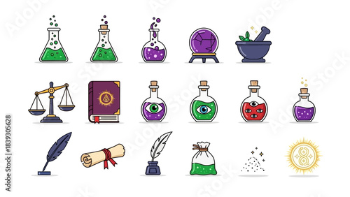 Illustration of Laboratory Equipment and Scientific Items in a Creative Style