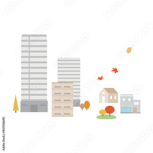 秋の郊外の風景