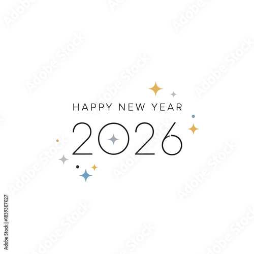 happy new year 2026 desing isolated on white background