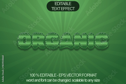 3D green organic text effect, editable text effect