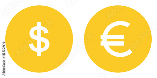 Flat vector set of international currency coins in gold, forex money symbols collection