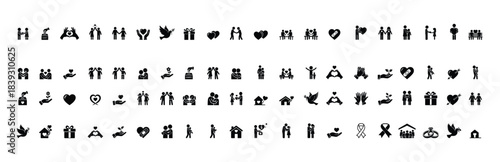 Love  Friendship  Care and Charity Icon Set  Relationship  Community And Support Symbols