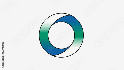 Abstract Geometric Symbol: A sleek, modern emblem, showcasing an elegant fusion of overlapping segments, harmonizing a blend of cool blue and vibrant green hues. 
