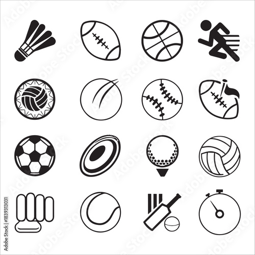 Sport Icon Set In Minimalist Style