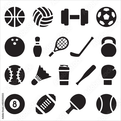 Sport And Fitness Equipment Icon Set