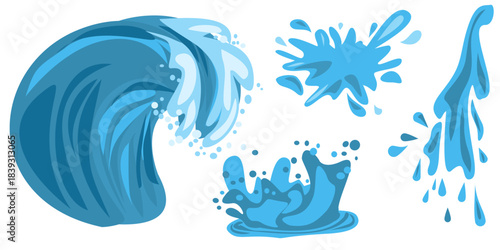 Blue glossy water drop icon with smooth gradients and clean vector style. Perfect for eco labels, hydration themes, purity and freshness concepts.