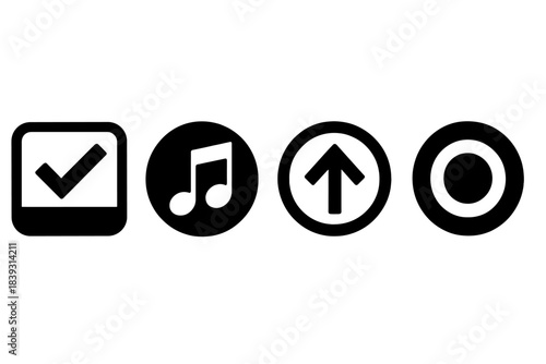Bold Priority Icons. Priority Alignment Models silhouette set: task-importance tile, leisure-time band, personal-growth ring.