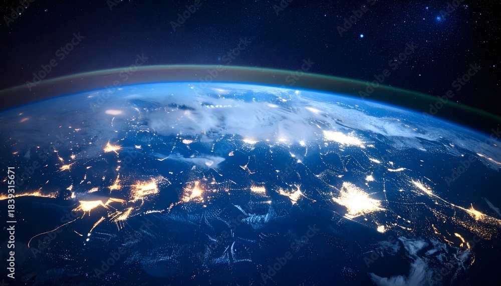 Fototapeta premium Earth’s Luminous Horizon and The Stellar Abyss