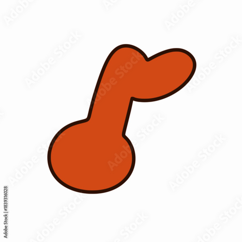 Cute vector cartoon musical note icon isolated on white background