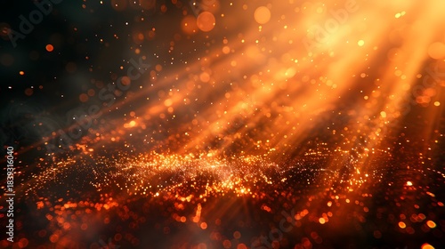 Glowing Golden Particles and Light Rays Abstract orange Photo