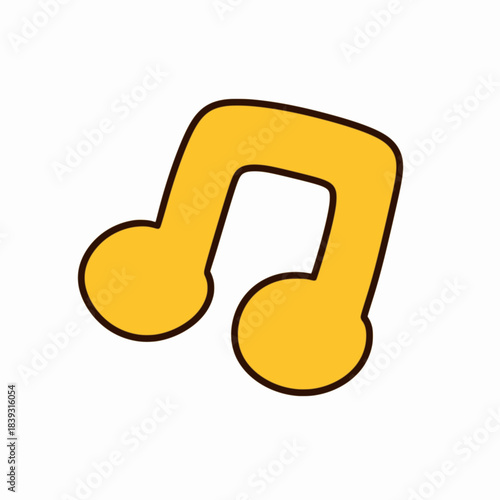 Cute vector cartoon musical note icon isolated on white background