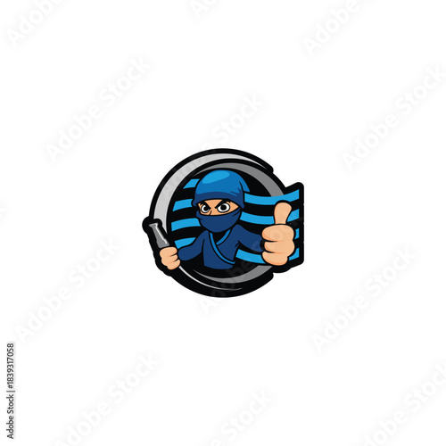 Cartoon ninja gives a thumbsup