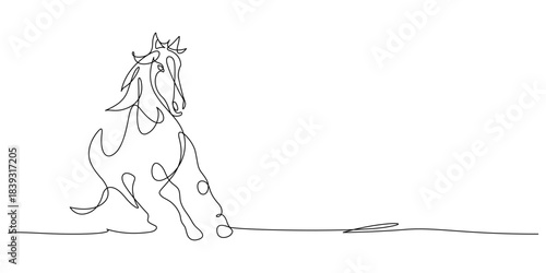 horse run one line drawing continuous minimalism