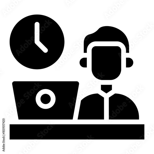 Work tim outline glyph icon vector design illustrator