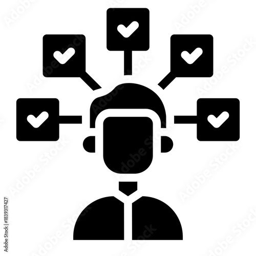 Multitasking human  outline glyph icon vector design illustrator