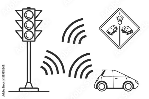 Minimal Smart Traffic Detection Sensor Icon Set  P Vector Icon Set