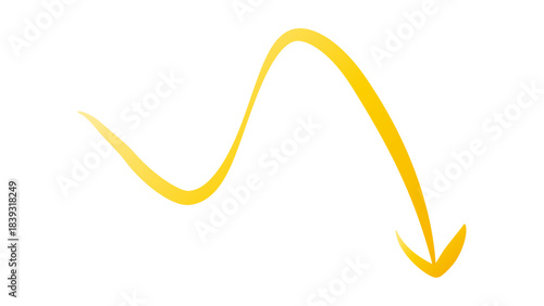 Curved Yellow Gradient Arrow Pointing Down