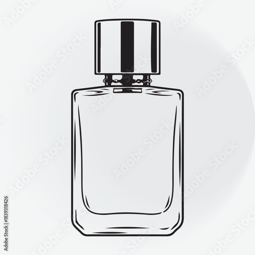 Black and White Vector Sketch of Fragrance Bottle