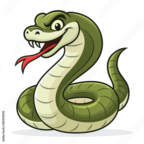 Friendly Snake Cartoon Mascot, Mean Snake Character 
