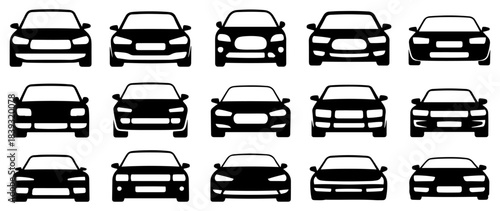 car silhouette icon set vector