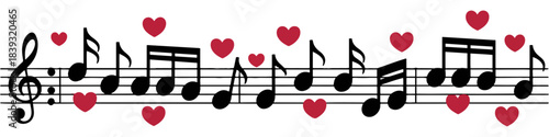 music notes heart background vector