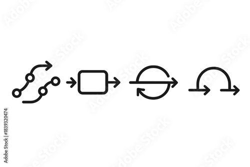Adaptive Pathway Icons. Adaptive Supply Pathways linear set: dynamic reroute bead, capacity cushion block, durable linkage arc.