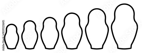 matryoshka silhouette doll icon set