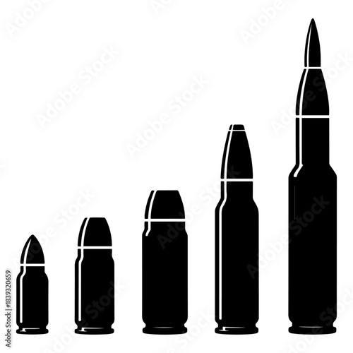 bullet cartridge ammunition icon set

